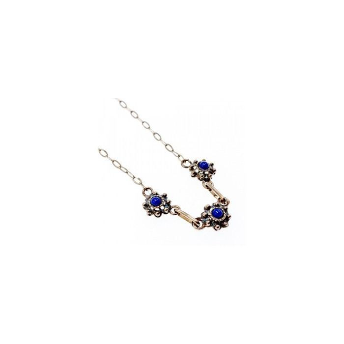 Vintage 925 Sterling Silver Blue Agate Necklace 17.7 in