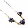Vintage 925 Sterling Silver Blue Agate Necklace 17.7 in