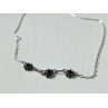 Vintage 925 Sterling Silver Blue Agate Necklace 17.7 in