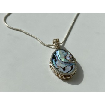 Vintage 925 Sterling Silver Haliotis Chain with Pendant