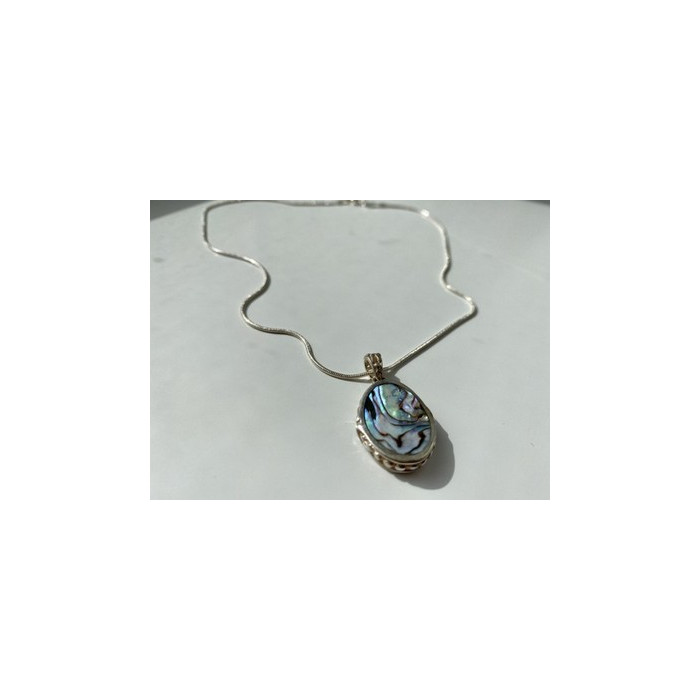 Vintage 925 Sterling Silver Haliotis Chain with Pendant