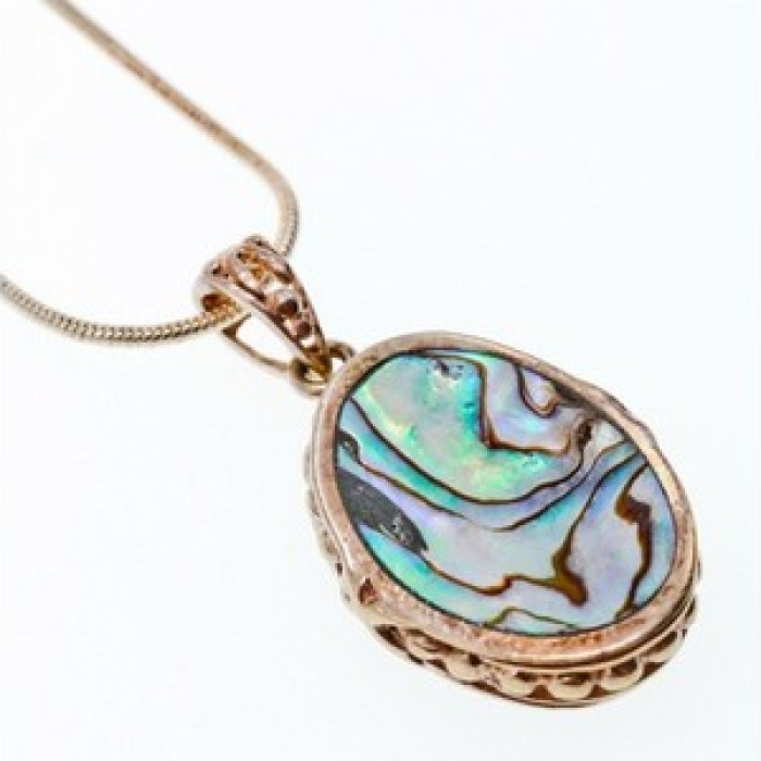 Vintage 925 Sterling Silver Haliotis Chain with Pendant