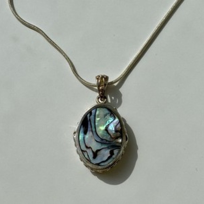 Vintage 925 Sterling Silver Haliotis Chain with Pendant