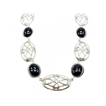 Vintage 925 Sterling Silver Black Onyx Necklace