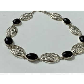 Vintage 925 Sterling Silver Black Onyx Necklace