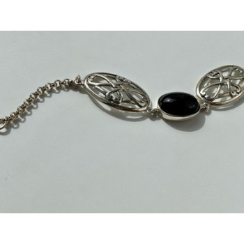 Vintage 925 Sterling Silver Black Onyx Necklace