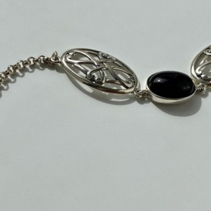 Vintage 925 Sterling Silver Black Onyx Necklace