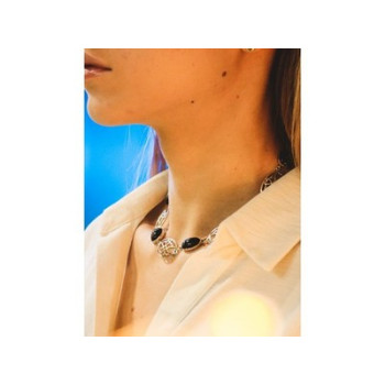 Vintage 925 Sterling Silver Black Onyx Necklace