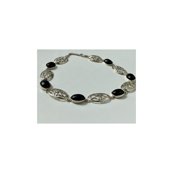 Vintage 925 Sterling Silver Black Onyx Necklace