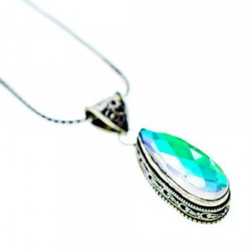 925 Sterling Silver Jewelry Glass Chain with Pendant
