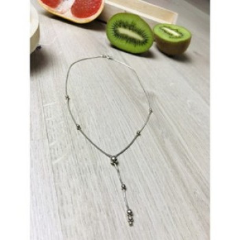 925 Sterling Silver Necklace with Beads Italy