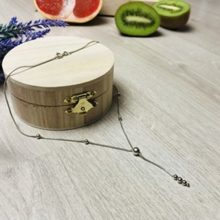 925 Sterling Silver Necklace with Beads Italy