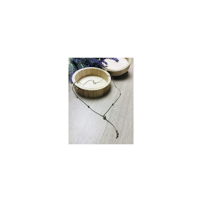 925 Sterling Silver Necklace with Beads Italy