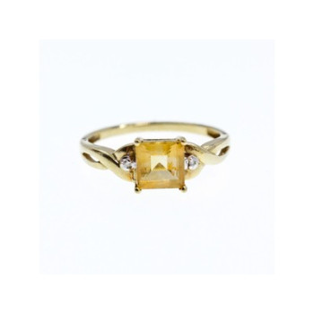 10K YELLOW GOLD TOURMALINE & DIAMONDS RING SIZE 8
