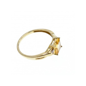 10K YELLOW GOLD TOURMALINE & DIAMONDS RING SIZE 8