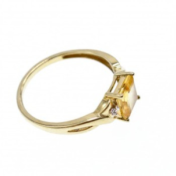 10K Yellow Gold Tourmaline & Diamonds Ring Size 8