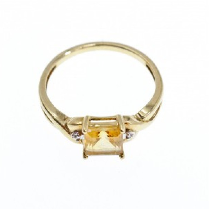 10K Yellow Gold Tourmaline & Diamonds Ring Size 8