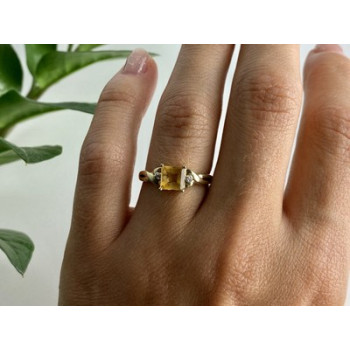 10K YELLOW GOLD TOURMALINE & DIAMONDS RING SIZE 8