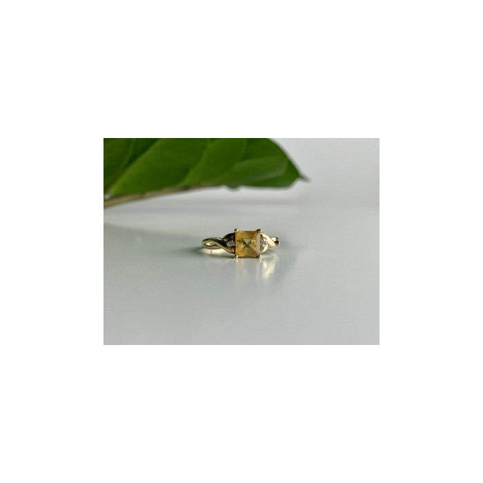 10K YELLOW GOLD TOURMALINE & DIAMONDS RING SIZE 8