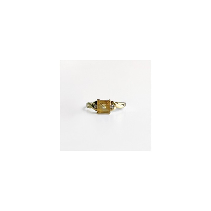 10K YELLOW GOLD TOURMALINE & DIAMONDS RING SIZE 8