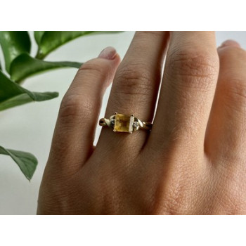 10K YELLOW GOLD TOURMALINE & DIAMONDS RING SIZE 8