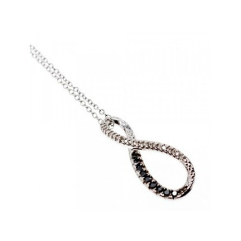 925 Sterling Silver White and Black Spinel Chain with Pendant Italy
