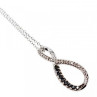 925 Sterling Silver White and Black Spinel Chain with Pendant Italy