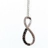 925 Sterling Silver White and Black Spinel Chain with Pendant Italy
