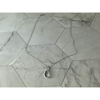 925 Sterling Silver White and Black Spinel Chain with Pendant Italy