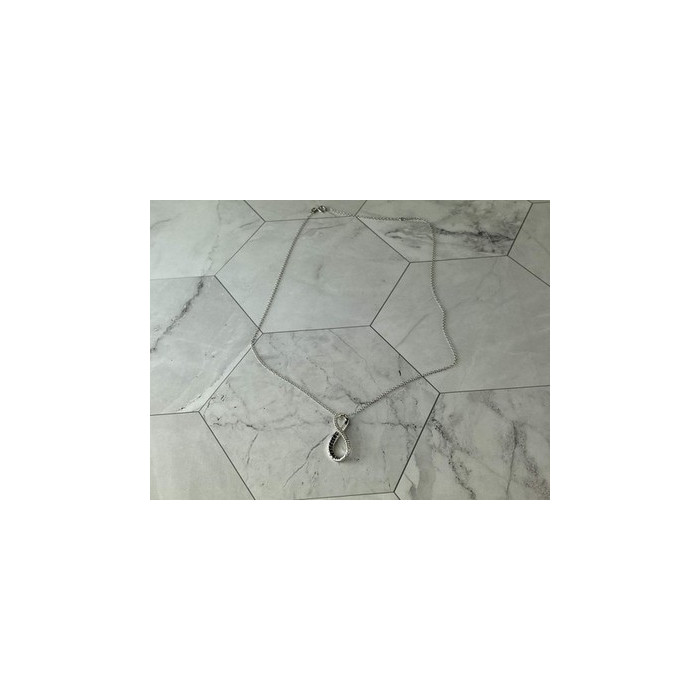 925 Sterling Silver White and Black Spinel Chain with Pendant Italy