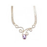 925 Sterling Silver Amethyst  Necklace Italy
