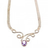 925 Sterling Silver Amethyst  Necklace Italy