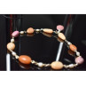 925 Sterling Silver Rose Quartz, Yellow Agate and Orange Carnelian Necklace