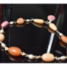925 Sterling Silver Rose Quartz, Yellow Agate and Orange Carnelian Necklace