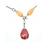 925 Sterling Silver Rose Quartz, Yellow Agate and Orange Carnelian Necklace