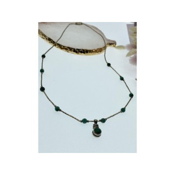 Vintage 925 Sterling Silver Malachite Necklace