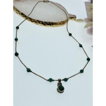 Vintage 925 Sterling Silver Malachite Necklace