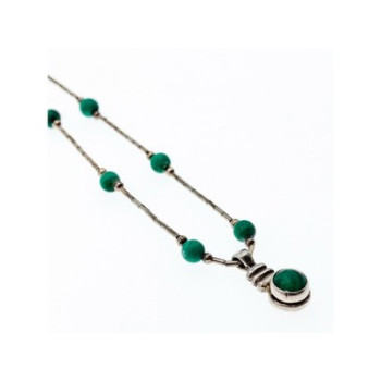 Vintage 925 Sterling Silver Malachite Necklace