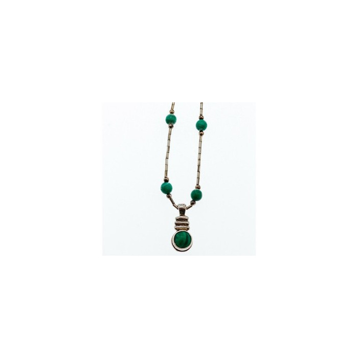 Vintage 925 Sterling Silver Malachite Necklace