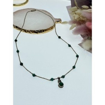 Vintage 925 Sterling Silver Malachite Necklace