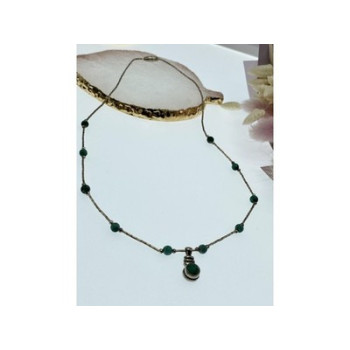 Vintage 925 Sterling Silver Malachite Necklace