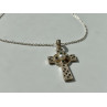 925 Sterling Silver Pearl, Emerald & Marcasites Chain with Cross