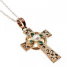 925 Sterling Silver Pearl, Emerald & Marcasites Chain with Cross