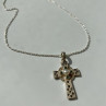 925 Sterling Silver Pearl, Emerald & Marcasites Chain with Cross