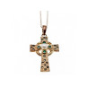 925 Sterling Silver Pearl, Emerald & Marcasites Chain with Cross