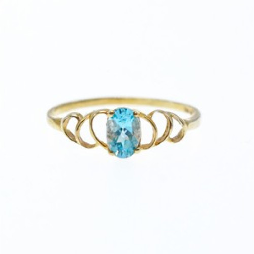 10K Yellow Gold Blue Spinel Ring Size 8