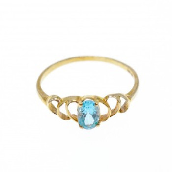 10K Yellow Gold Blue Spinel Ring Size 8