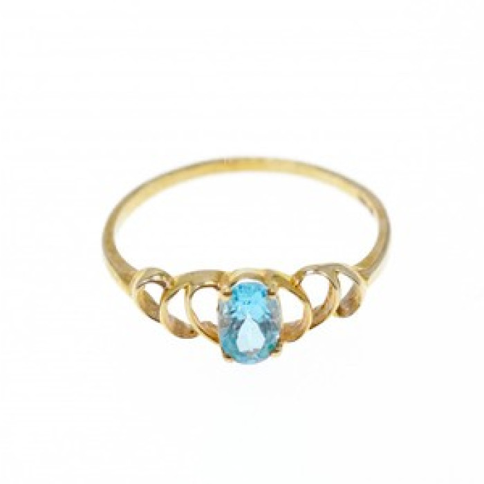 10K Yellow Gold Blue Spinel Ring Size 8