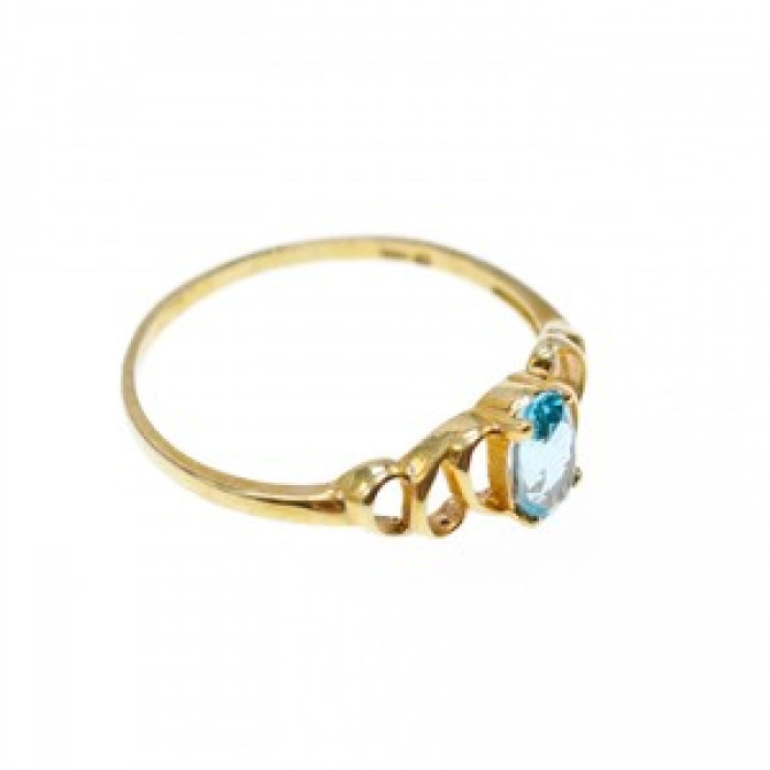 10K Yellow Gold Blue Spinel Ring Size 8