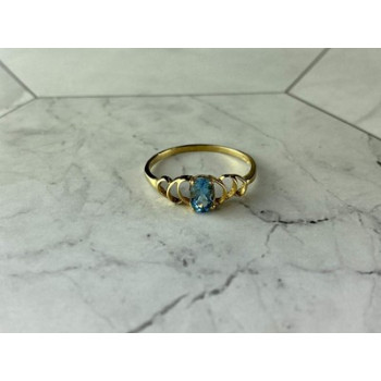 10K YELLOW GOLD BLUE SPINEL RING SIZE 8